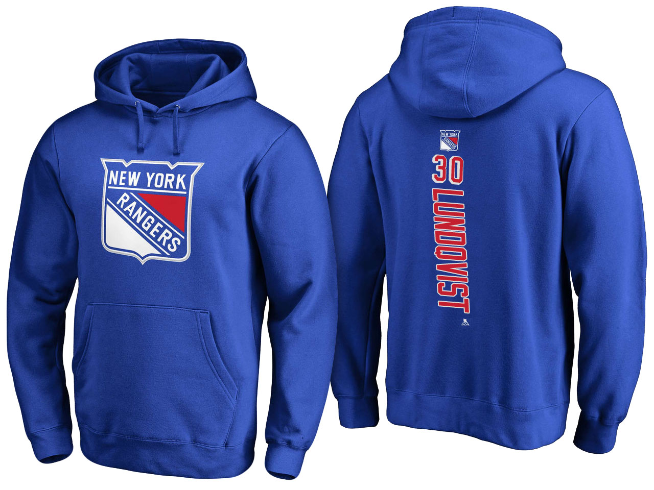 NHL Men New York Rangers 30 Lundqvist blue Adidas Hoodie